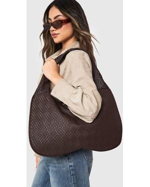 Boohoo Textured Tote Bag - Brown
