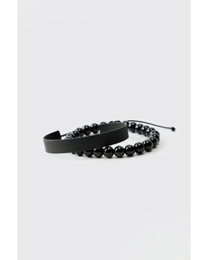 BoohooMAN Perlen-Armband - Schwarz