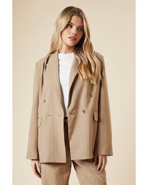 Dorothy Perkins Oversized Double Breasted Stripe Blazer - Natural