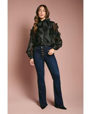 Coast 3D Flower Organza Blouse - Blue