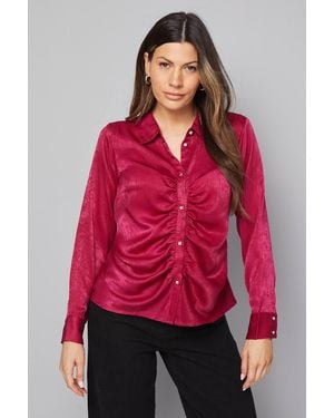 Wallis Hammered Satin Ruched Shirt