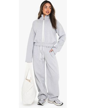 Boohoo Barrel Leg Contrast Drawcord Jogger - White