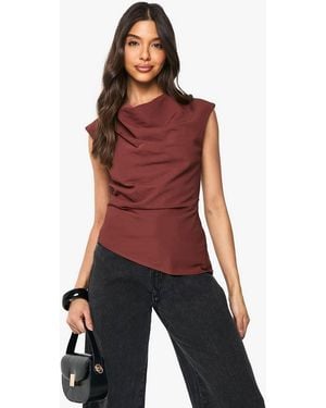 Boohoo Textured Woven High Neck Blouse