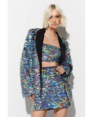 Nasty Gal Premium Disc Sequin Blazer - Blue