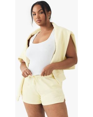 Boohoo Plus Embroidered Sweat Shorts - Natural