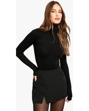 Boohoo Split Hem Mini Skort - Black
