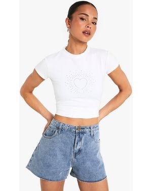 Boohoo Heart Hotfix Printed Baby T-Shirt - White