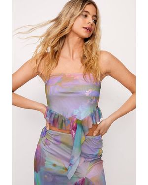 Nasty Gal Frill Bandeau Mesh Top - Purple