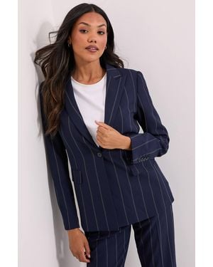 Dorothy Perkins Stripe Single Breasted Blazer - Blue
