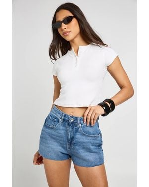 Boohoo Denim Mini Short - White