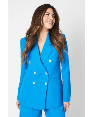 Wallis Premium Longline Military Stitch Detail Jacket - Blue