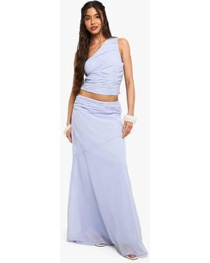Boohoo Chiffon Puddle Hem Maxi Skirt - Purple
