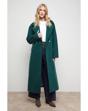 Oasis Tie Belt Detail Midi Coat - Green