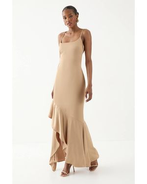 MissPap Square Neck Tie Back Bridesmaid Dress - Natural