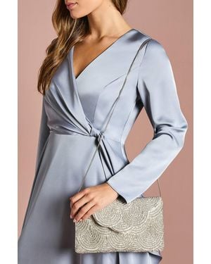 Coast Pearl Beaded Scallop Clutch Bag With Shoulder Strap - Blue