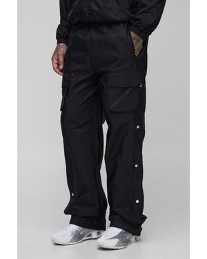 Boohoo Pantalón Tall Cargo Ajustado De Campana Con Cintura Elástica - Negro