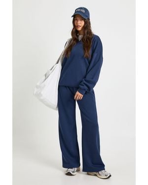 Boohoo V-Neck Oversized Hooded Straight Leg Tracksuit - Azul
