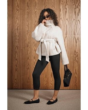 Boohoo Funnel Neck Belted Wool Blend Jacket - Brown