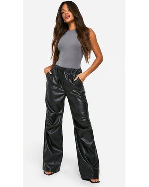 Boohoo Pu Slouch Fit Dad Trouser - Blue