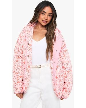 Boohoo Printed Oversized Jacket - Pink