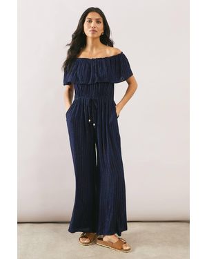 Wallis Off Shoulder Jumpsuit - Blue