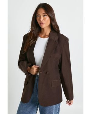 Boohoo Double Breasted Cinched Waist Tailored Blazer - Black