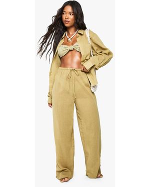 Boohoo Cheesecloth Beach Pants - Yellow