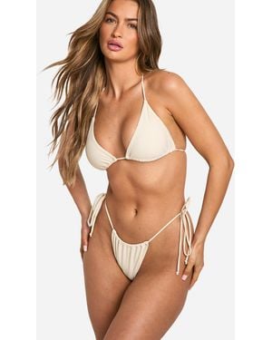 Boohoo Mix & Match Tie Side Bikini Briefs - Natural