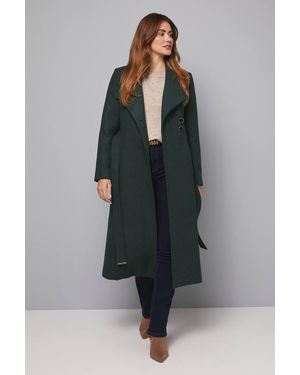 Wallis Belted Maxi Coat - Green