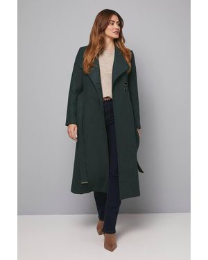Wallis Belted Maxi Coat - Green