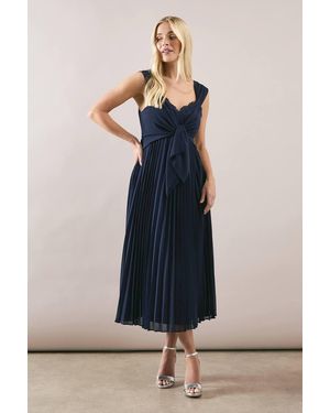 Wallis Petite Occasion Lace Detail Pleated Midi Dress - Blue