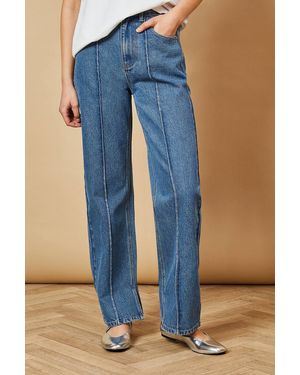 Oasis Denim Straight Leg Jean With Front Seam Detail - Blue