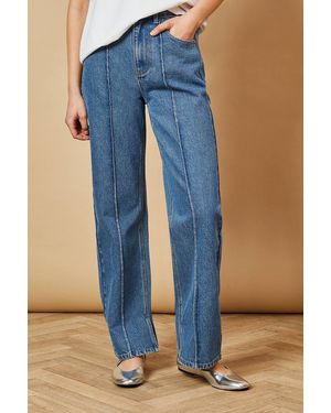 Oasis Denim Straight Leg Jean With Front Seam Detail - Blue