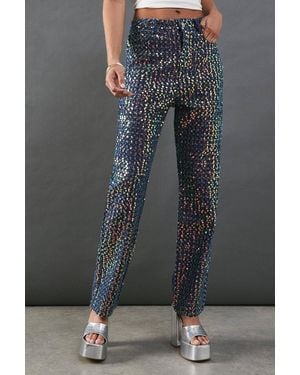 Warehouse Sequin Straight Leg Denim Jeans - Gray