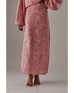 Warehouse Chiffon Jacquard Bias Maxi Skirt - Pink
