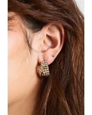 Boohoo Embellished Double Hoop Earrings - Brown
