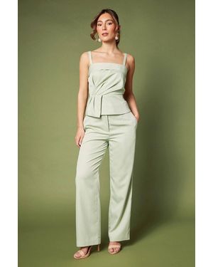 Coast Pinstripe Straight Leg Trouser - Green