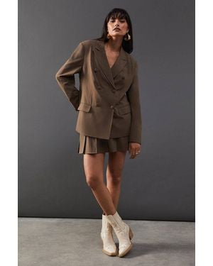Warehouse Wool Blend Tailored Flippy Skirt - Gray