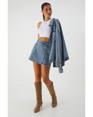 MissPap Denim High Waist Mini Skirt - Blue
