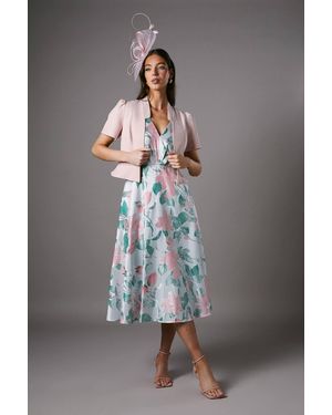 Coast Peplum Short Sleeve Crop Jacket - Gray