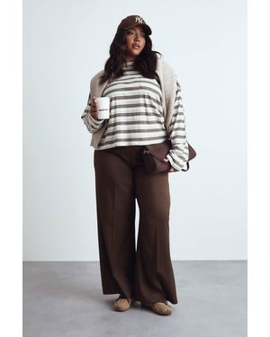 Boohoo Plus Tailored Trouser - Brown