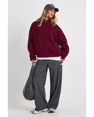 Boohoo Wool Look Bomber Jacket - Red
