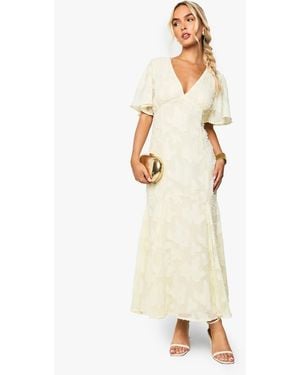 Boohoo Burnout Floral Angel Sleeve Midaxi Dress - Natural