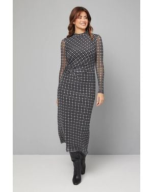 Wallis Geo Mesh Dress - Gray