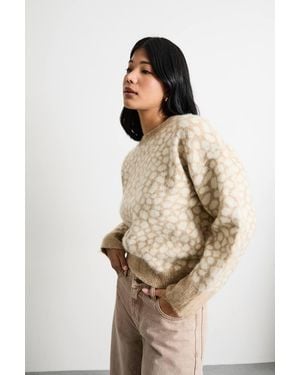 Warehouse Deer Jacquard Knit Sweater - Natural