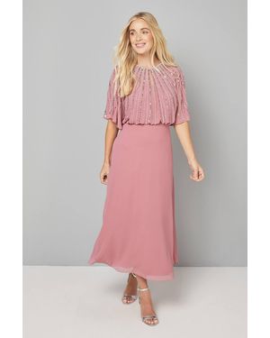 Wallis Petite Linear Embellished Midi Dress - Pink