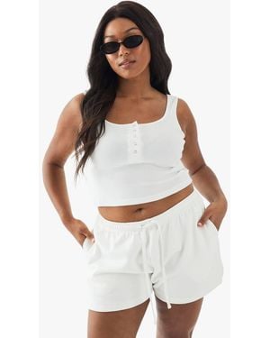 DSGN Studio Plus Embroidered Sweat Shorts - White