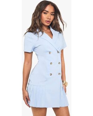 Boohoo Bengaline Tennis Skirt Blazer Dress - Blue