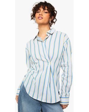 Boohoo Cinched Shirt - Blue