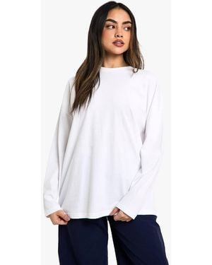 Boohoo Basics Oversized Long Sleeve T-Shirt - White